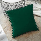 Capas de Almofadas de Veludo e Franja Pompom