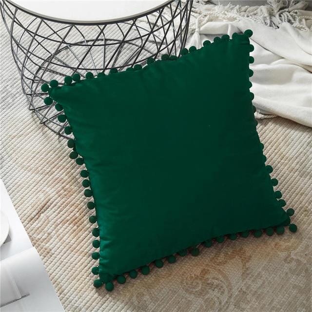 Capas de Almofadas de Veludo e Franja Pompom