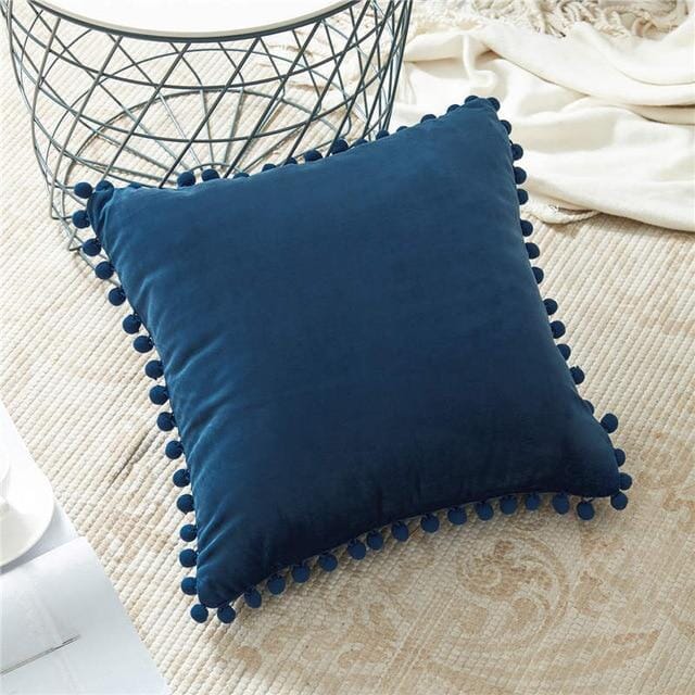 Capas de Almofadas de Veludo e Franja Pompom