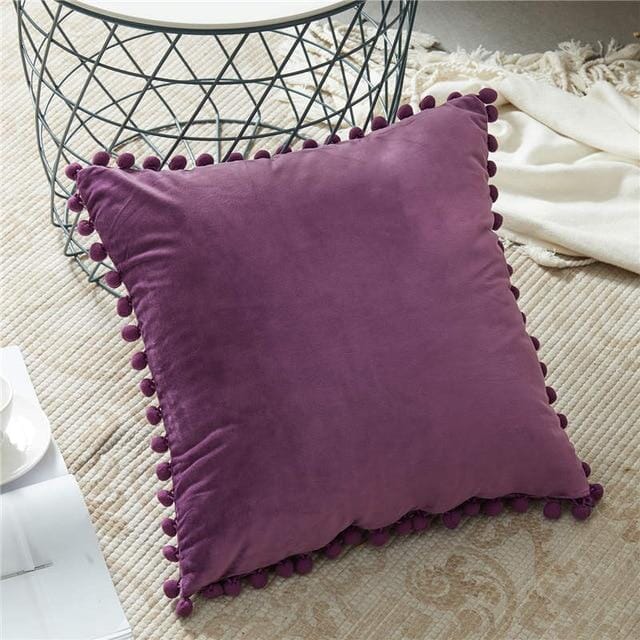 Capas de Almofadas de Veludo e Franja Pompom