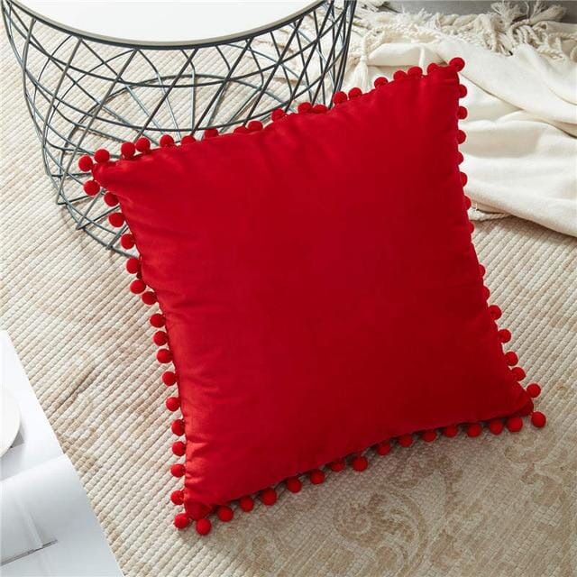 Capas de Almofadas de Veludo e Franja Pompom