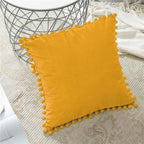 Capas de Almofadas de Veludo e Franja Pompom