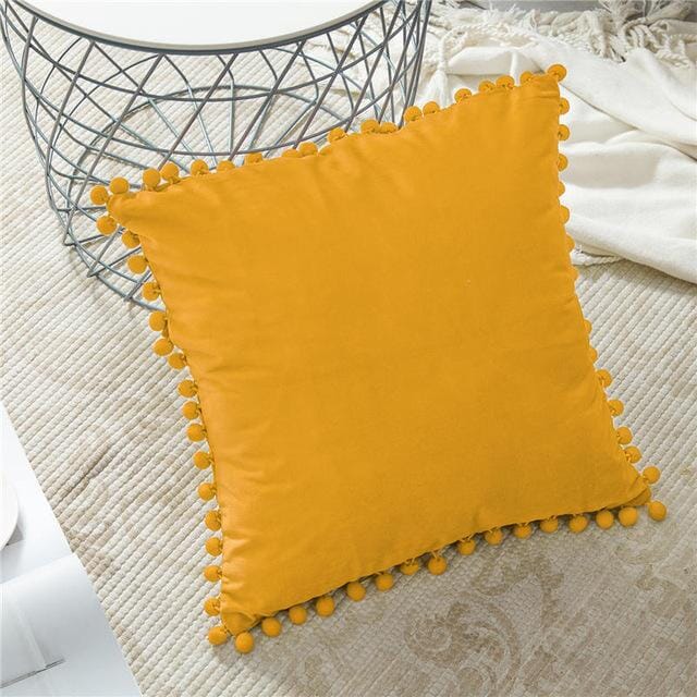 Capas de Almofadas de Veludo e Franja Pompom