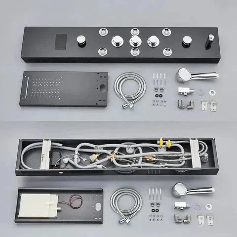 Ducha Vertical Com Hidro Cascata Led Visor Inox Spa Trust