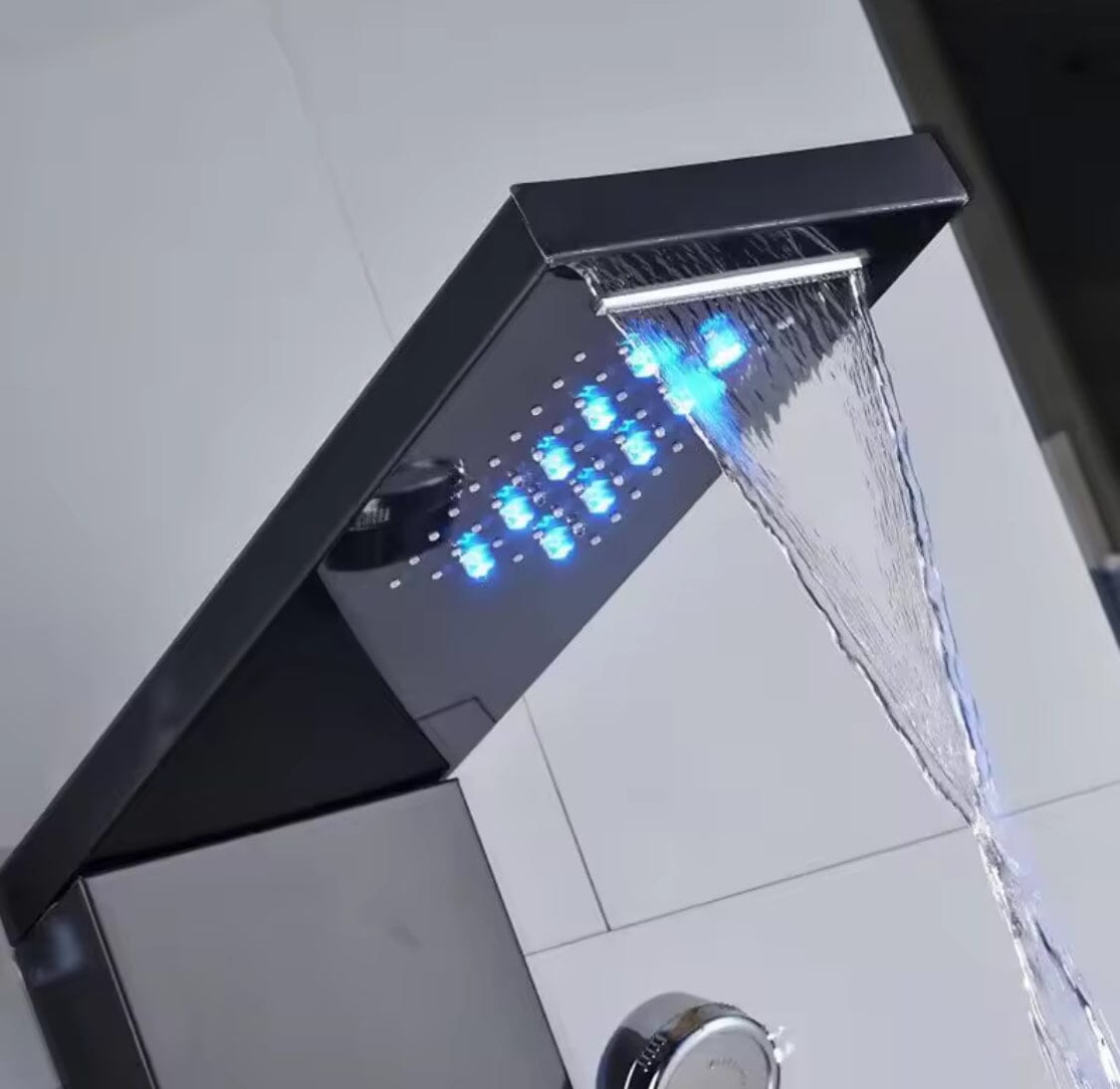 Ducha Vertical Com Hidro Cascata Led Visor Inox Spa Trust