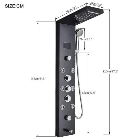 Ducha Vertical Com Hidro Cascata Led Visor Inox Spa Trust