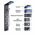 Ducha Vertical Com Hidro Cascata Led Visor Inox Spa Trust