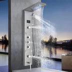 Ducha Vertical Com Hidro Cascata Led Visor Inox Spa Trust