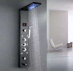 Ducha Vertical Com Hidro Cascata Led Visor Inox Spa Trust