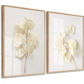 Kit 2 Quadros Decorativos Flores Brancas Botânico Para Sala Casa Quarto Hall Com Moldura e Vidro