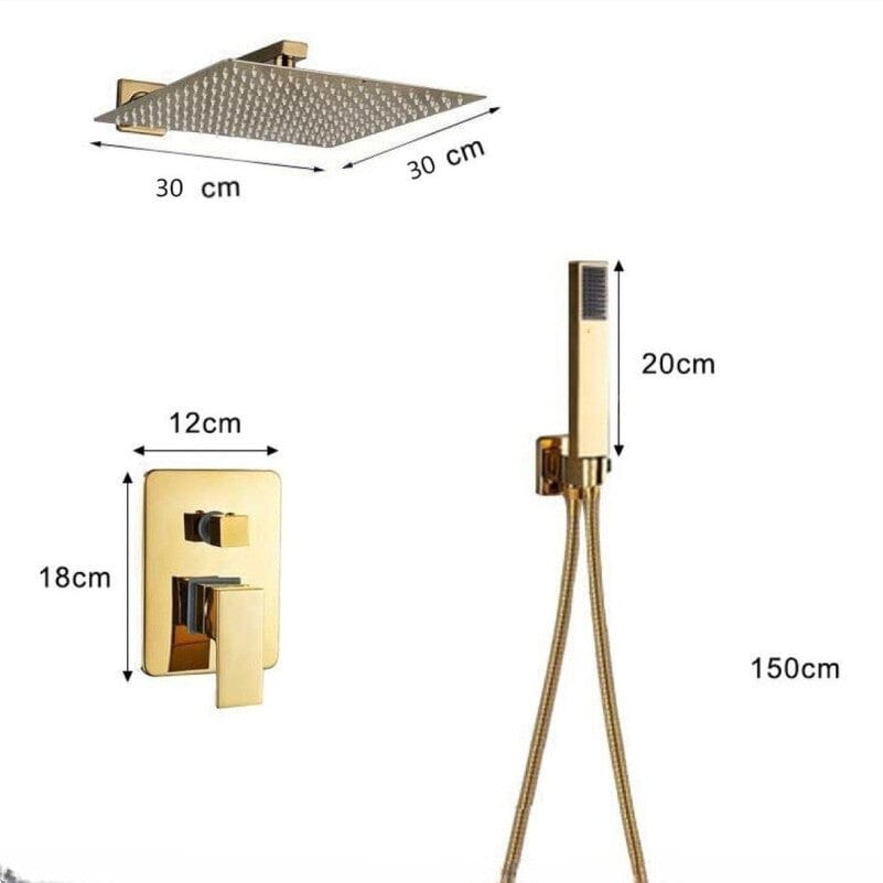 Kit Chuveiro Completo Gold Premium 20CM