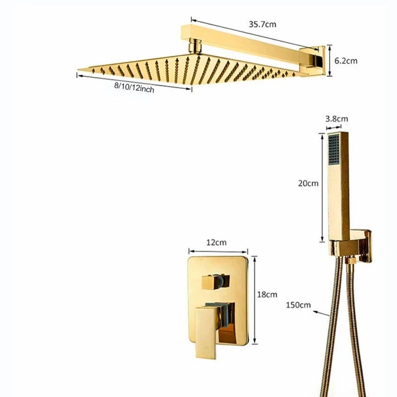 Kit Ducha Supremo GoldLux Dourado Ouro Polido 30CM