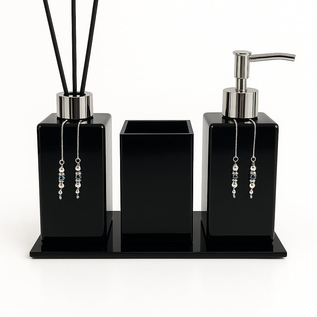 Kit Lavabo Luxo Sabonete Líquido Troover C/ Porta Escovas e Aromatizante