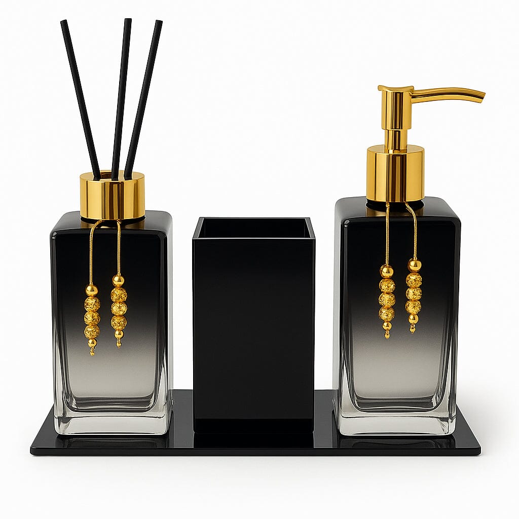 Kit Lavabo Luxo Sabonete Líquido Troover C/ Porta Escovas e Aromatizante