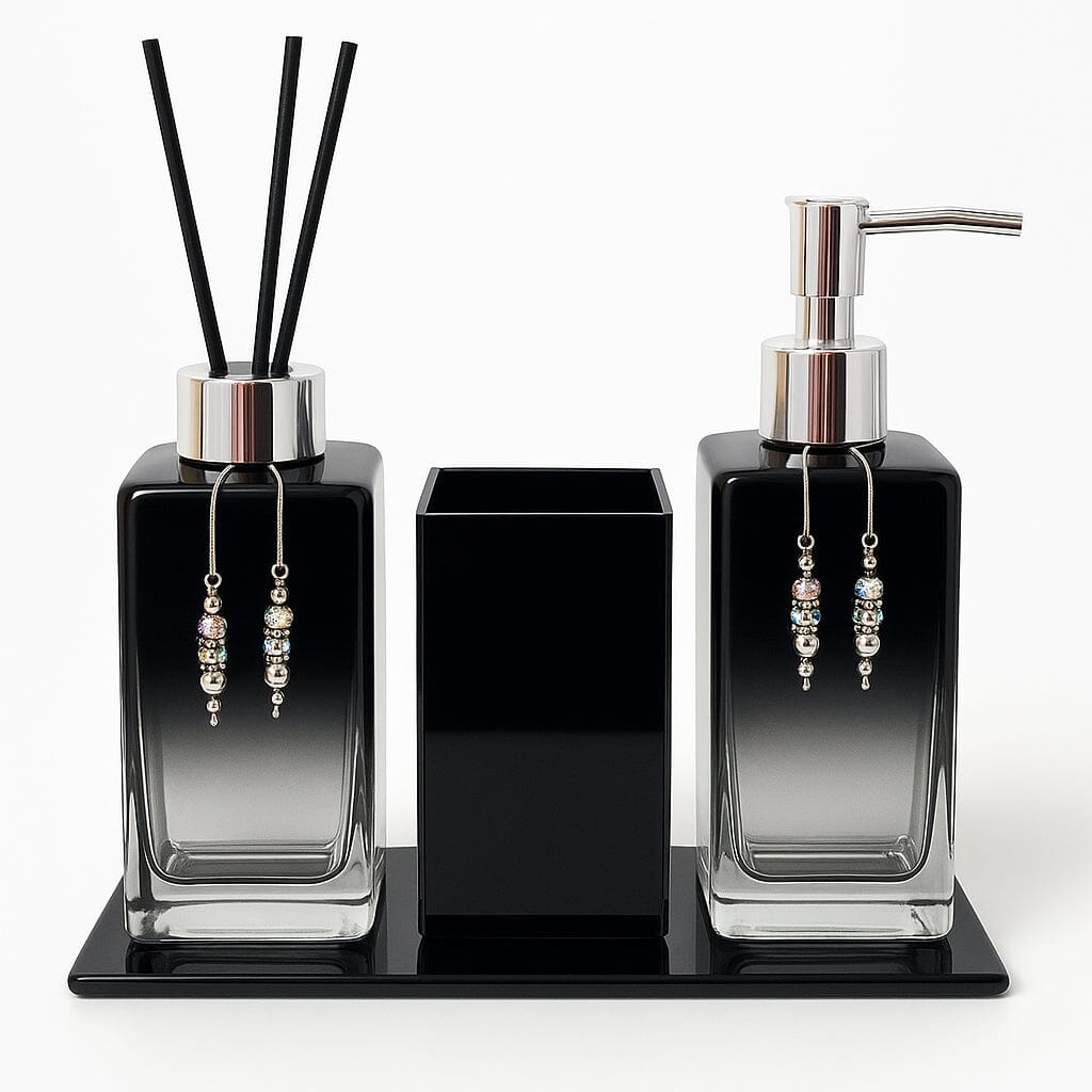Kit Lavabo Luxo Sabonete Líquido Troover C/ Porta Escovas e Aromatizante