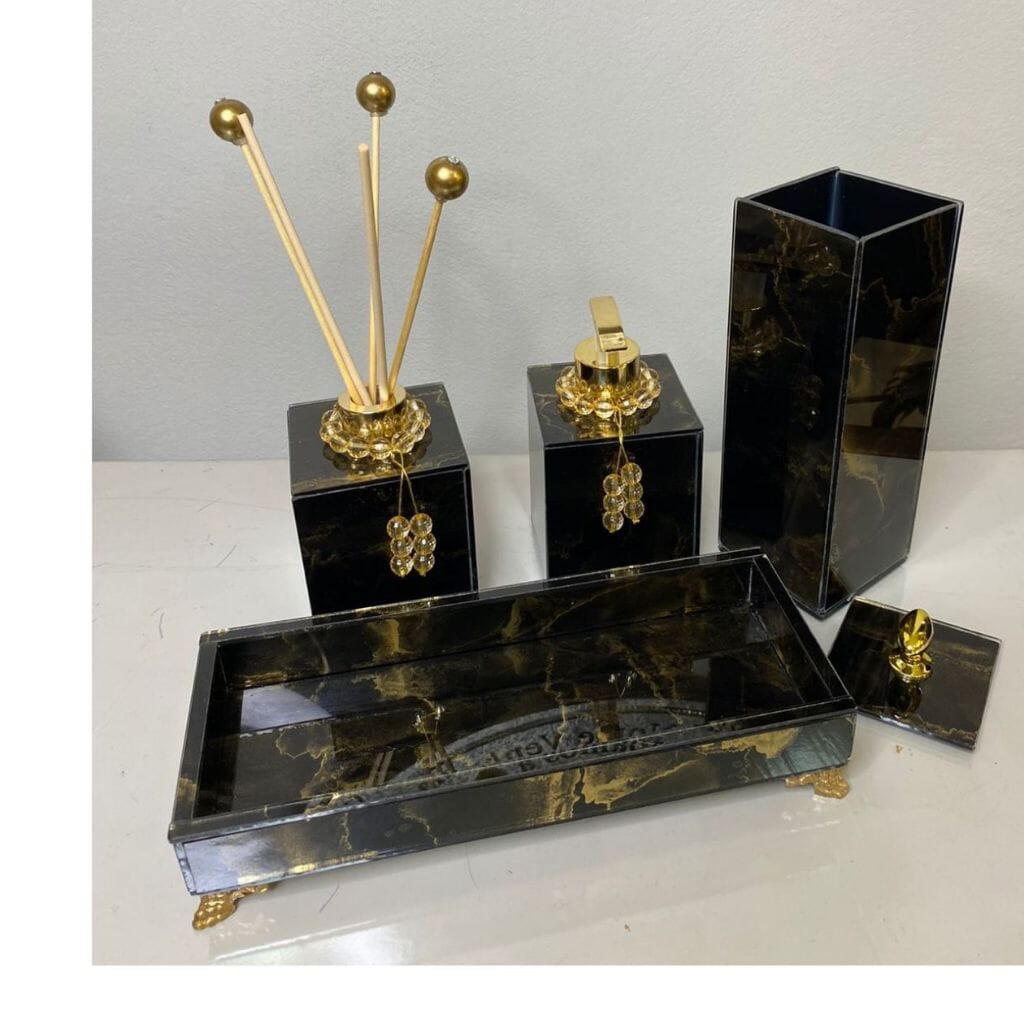 Kit Lavabo Mármore Fior com Porta Escova Grande
