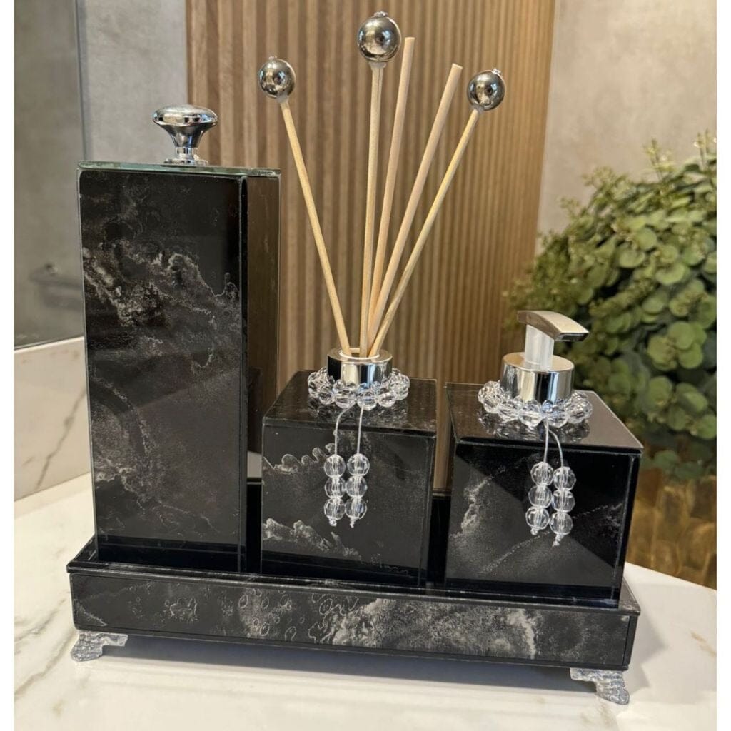 Kit Lavabo Mármore Fior com Porta Escova Grande