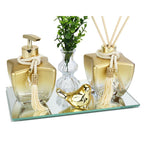 Kit Lavabo Vidro Estrela Super Luxo Difusor E Saboneteira C/ Bandeja + Enfeite