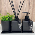 Kit Lavabo/Banheiro Preto - Trooth 4 Peças Bandeja + Pingente + Varetas