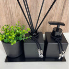 Kit Lavabo/Banheiro Preto - Trooth 4 Peças Bandeja + Pingente + Varetas
