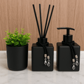 Kit Lavabo/Banheiro Preto - Trooth 4 Peças Bandeja + Pingente + Varetas