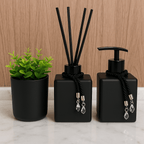 Kit Lavabo/Banheiro Preto - Trooth 4 Peças Bandeja + Pingente + Varetas