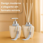 Kit Vidros Lavabo Branco Deluxe C/ Enfeite Difusor E Sabonete