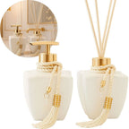 Kit Vidros Lavabo Branco Deluxe C/ Enfeite Difusor E Sabonete