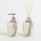 Kit Vidros Lavabo Branco Deluxe C/ Enfeite Difusor E Sabonete