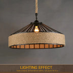 Lustre Pendente Retrô Industrial Corda de Cânhamo Bright