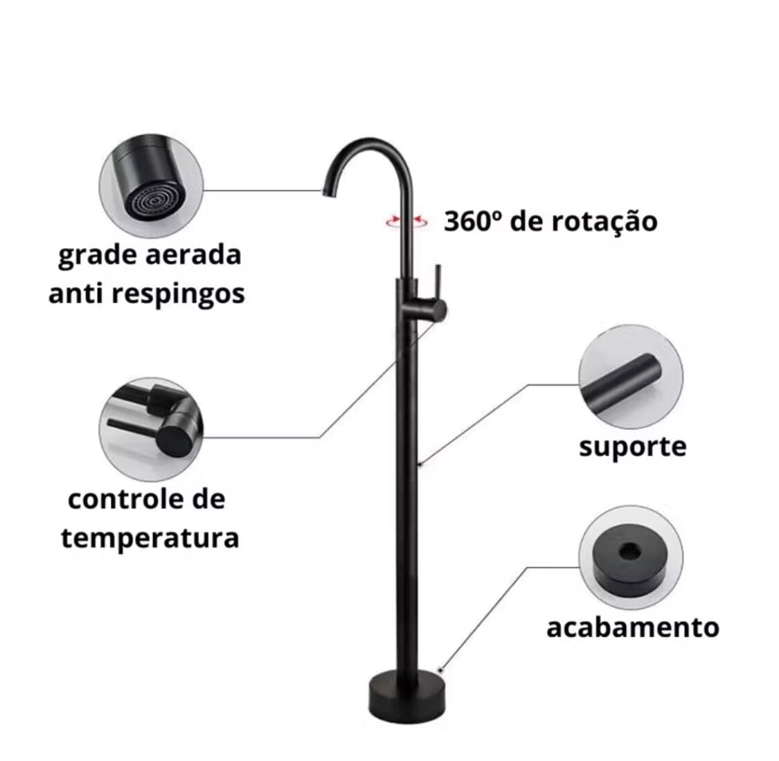 Torneira Banheiro de Piso Tall