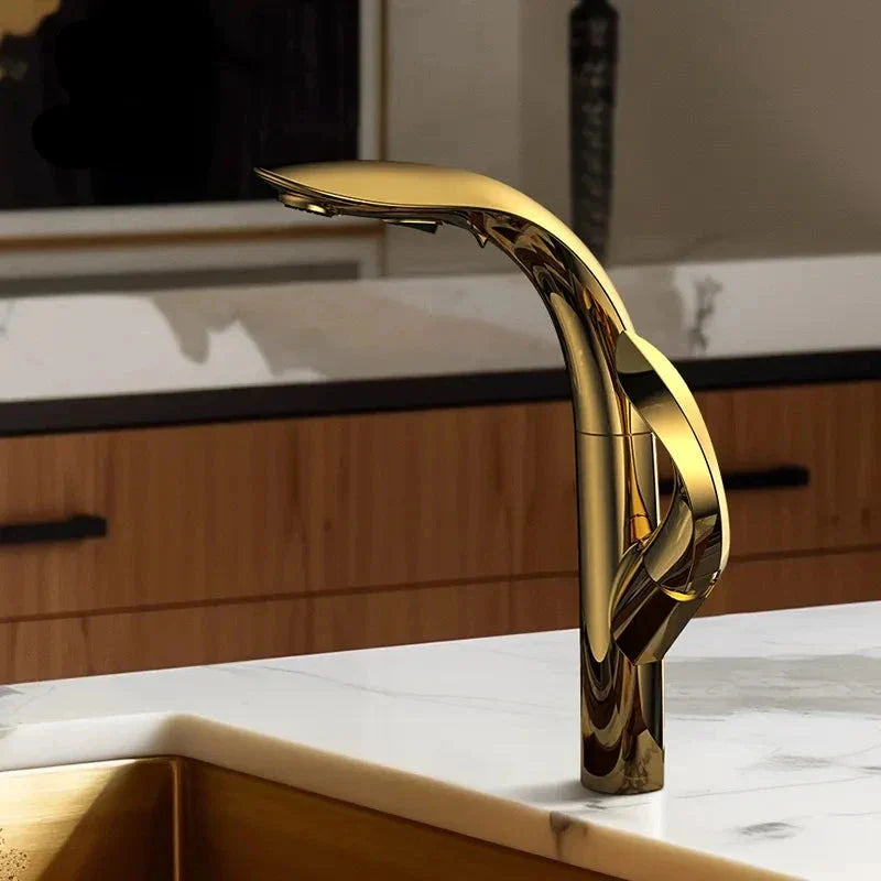 Torneira Cozinha Gourmet Dourado Elixir Alto Padrão