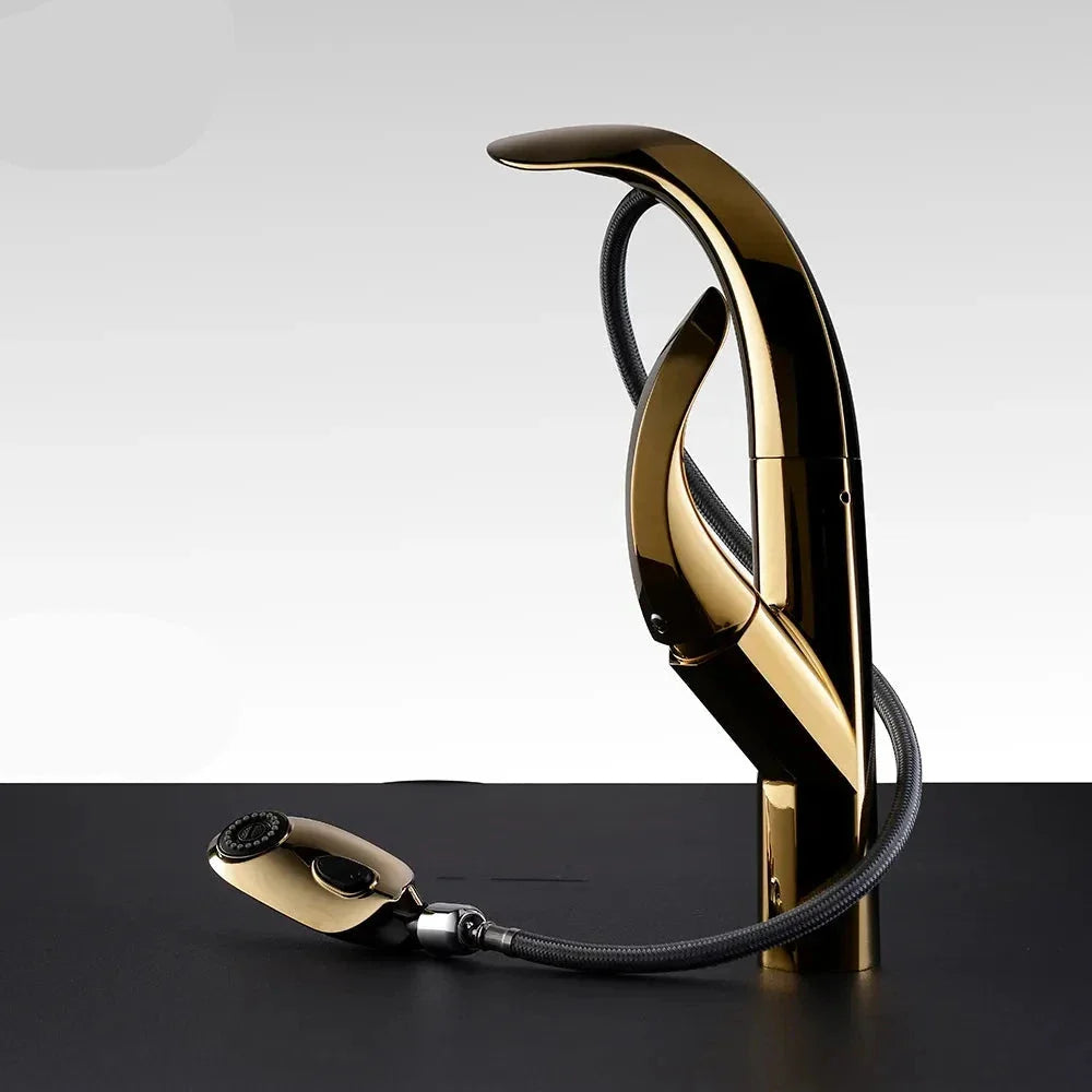 Torneira Cozinha Gourmet Dourado Elixir Alto Padrão