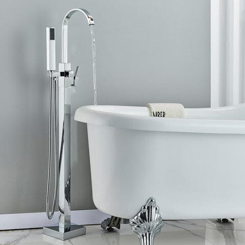 Torneira De Piso Para Banheira Misturador Curty Cromado Luxo Para Banheira De Imersão