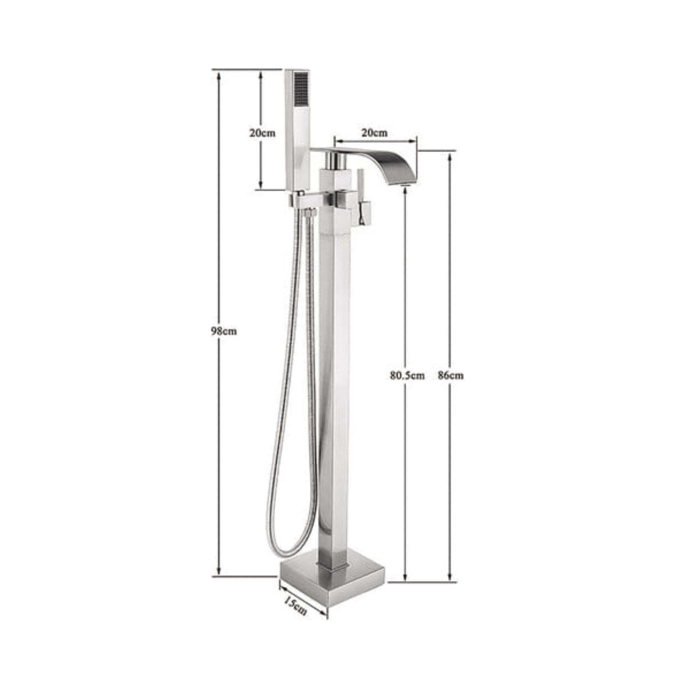 Torneira De Piso Para Banheira Misturador De Imersão Cascata Kardec