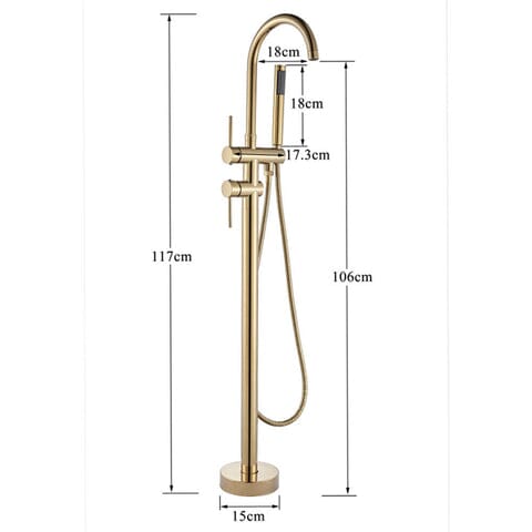 Torneira De Piso Para Banheira Misturador Dourado Contemporâneo Monocomando