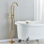 Torneira De Piso Para Banheira Misturador Dourado Contemporâneo Monocomando