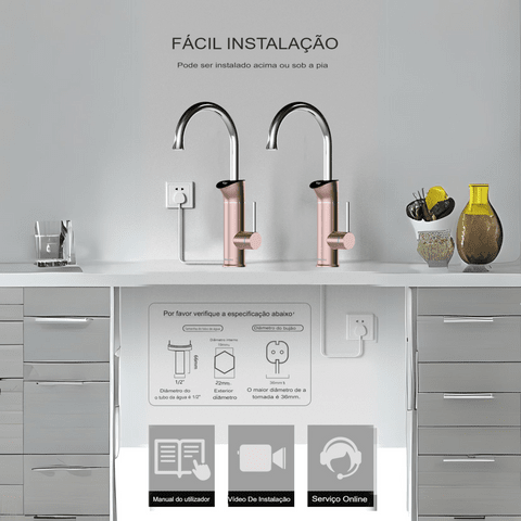 Torneira Elétrica Para Cozinha Bancada Visor Display 220v Perugia