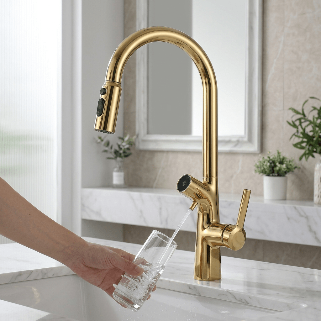 Torneira Gourmet AquaPura Dourada