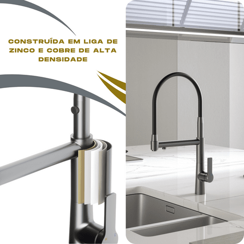 Torneira Gourmet Cozinha Monocomando Duo Premium Luxo Com Saida Para Filtro Proton