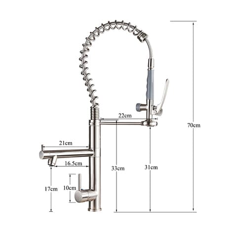 Torneira Gourmet Para Cozinha Dual Mola Spray Monocomando Bica Alta Troia