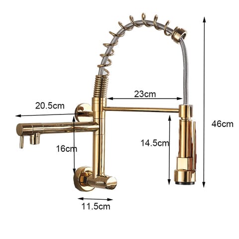 Torneira Gourmet Para Cozinha Extensível De Parede Dual Spray Monocomando JassPoll