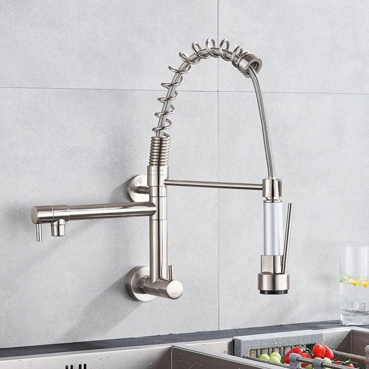 Torneira Gourmet Para Cozinha Extensível De Parede Dual Spray Monocomando JassPoll