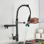 Torneira Gourmet Para Cozinha LED Mola Duo Bronze Giratória 360° Quizz