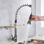 Torneira Gourmet Para Cozinha LED Mola Duo Bronze Giratória 360° Quizz