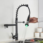 Torneira Gourmet Para Cozinha LED Mola Duo Bronze Giratória 360° Quizz