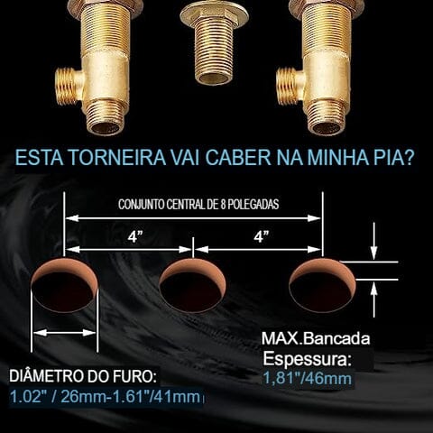 Torneira Para Banheiro Misturador Duplo Comando Cascata New York