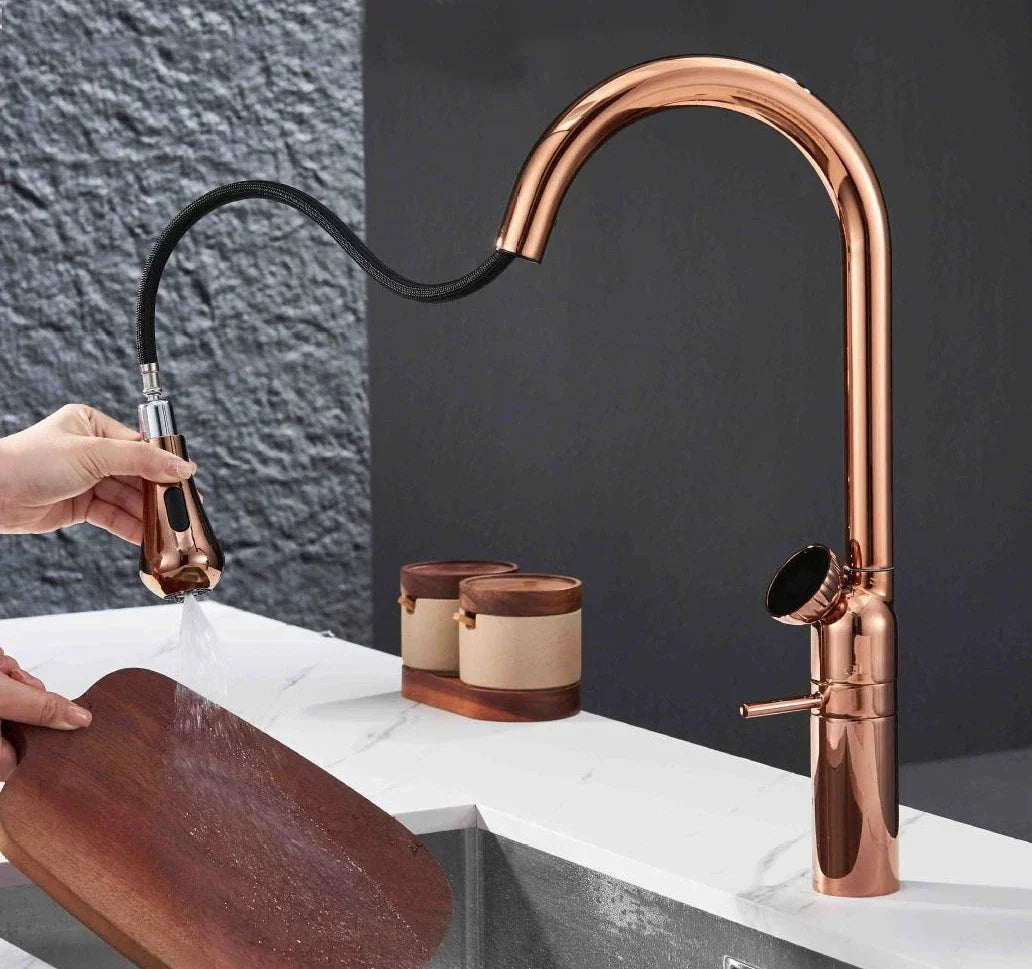 Torneira Para Cozinha Gourmet Rose Gold de Bancada Luxury Tanger