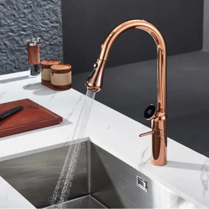 Torneira Para Cozinha Gourmet Rose Gold de Bancada Luxury Tanger